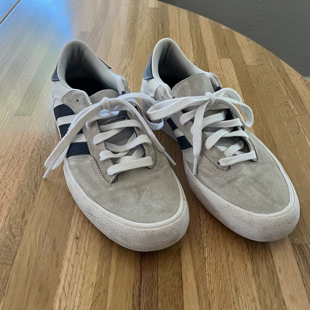 Grey suede/white/navy blue adidas
